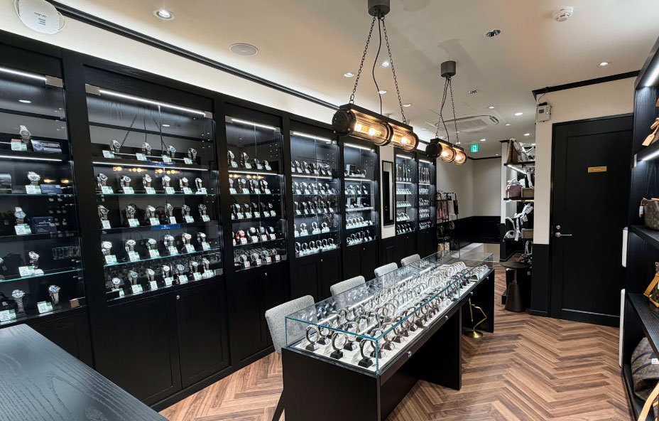 Luxury watches on display
